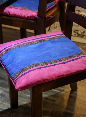 麂皮绒洗水棉芯椅垫坐垫罗汉床垫套飘窗垫沙发垫套布艺蓝色玫红椅