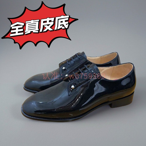 cl andgz红底鞋皮鞋黑色牛漆皮男士正装皮鞋婚鞋乐福鞋男鞋商务鞋