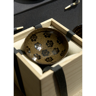 花中chan友吉州窑非遗剪纸贴花薝卜花纹原矿黑釉茶盏自用送礼手作