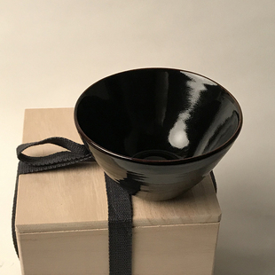 吉州窑黑釉不倒翁素黑大茶盏主人盏 古法手工拉胚一拉成型约190ml