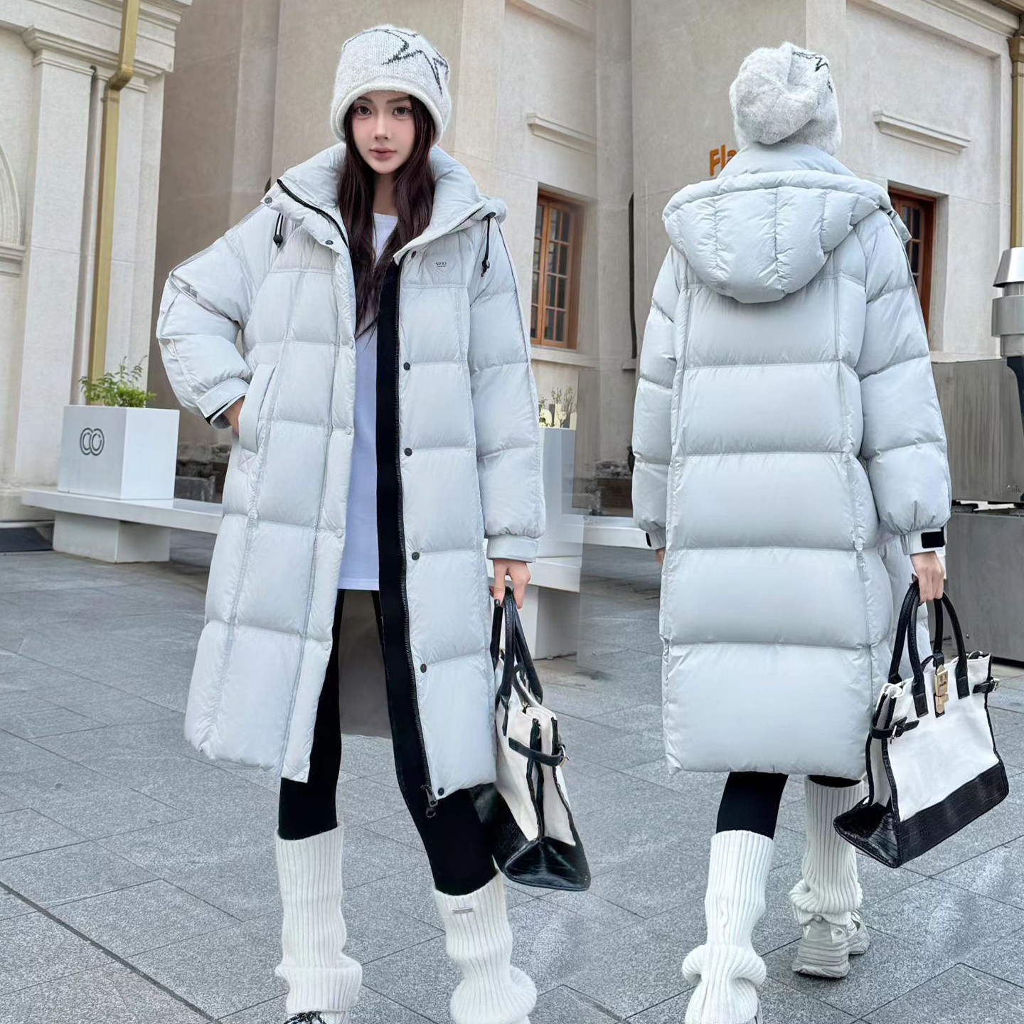 2025冬季新款长过膝羽绒服小仙女连帽宽松泡芙白鸭绒连帽厚外套潮,女装/女士精品,羽绒服,淘宝优惠券,粉丝福利购,淘宝优惠卷