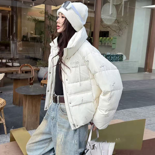时尚 亮闪闪短款 羽绒服小仙女冬季 新款 小个子设计感白鸭绒厚外套潮