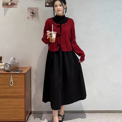 小香风针织毛衫背心裙两件套