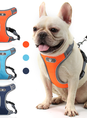 狗狗背心式牵引绳拉布拉多金毛宠物狗用品小型中型大型犬蓝色狗链