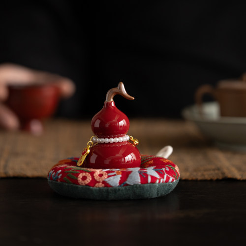 红色陶瓷葫芦福禄吉祥招财茶宠
