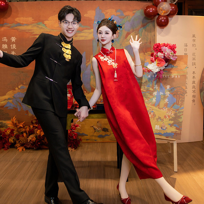 新中式马面裙敬酒服新娘红色旗袍套装订婚礼服裙回门汉服女高级感