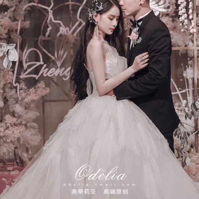 odelia《天鹅》网红简约婚纱礼服