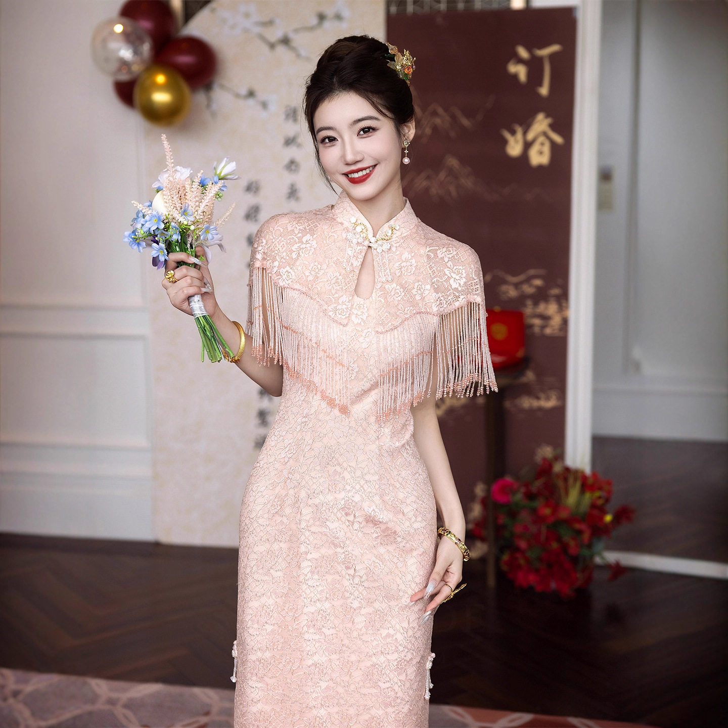 2026新款新中式晨袍新娘结婚敬酒服高级感订婚宴回门礼服裙女显瘦