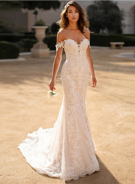 鱼尾拖尾户外轻婚纱蕾丝显瘦新娘主婚纱2025新款Wedding仙婚纱