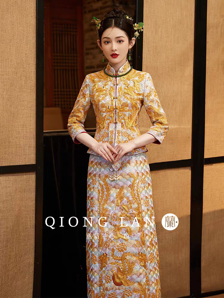 2026新款龙凤褂满绣褂金色秀禾服新娘结婚中式敬酒服出阁秀和服女