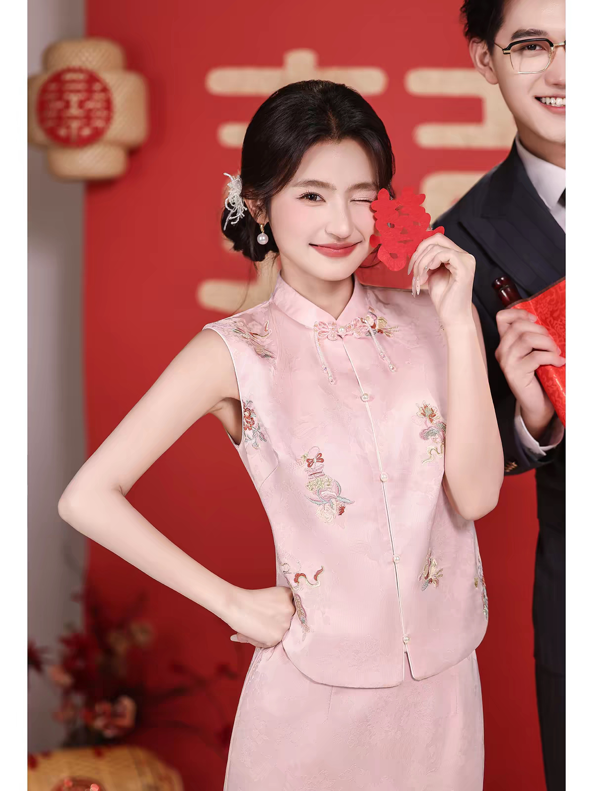 2026新款粉色旗袍复古气质无袖连衣裙女夏季新款小众设计感敬酒服