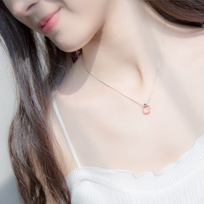 2025新款人鱼的眼泪沉静夜空水晶仙女情人节吊坠S925纯银锁骨项链