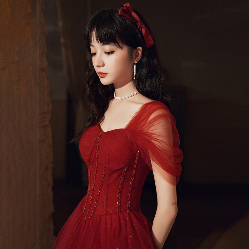 新娘敬酒服小个子女平时可穿2025新款秋冬订婚回门便装礼服连衣裙