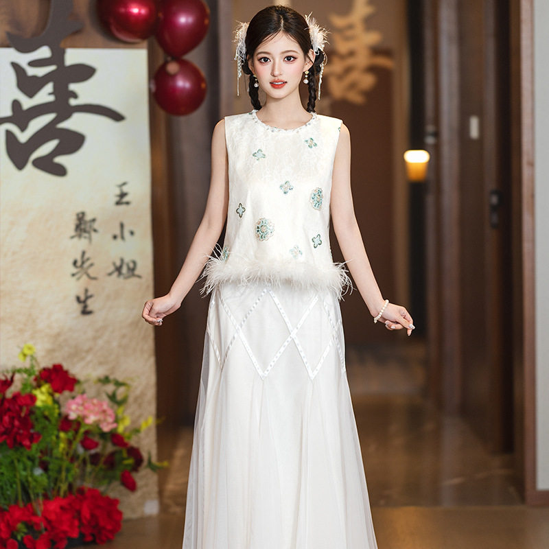 2026新款法式订婚结婚敬酒服新娘连衣裙女夏季小个子收腰显瘦长裙
