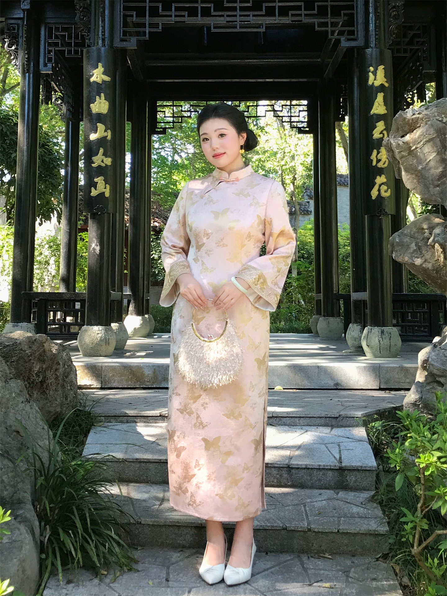 2026春夏新款复敬酒服新中式长款大袖提花旗袍裙大码胖MM孕妇