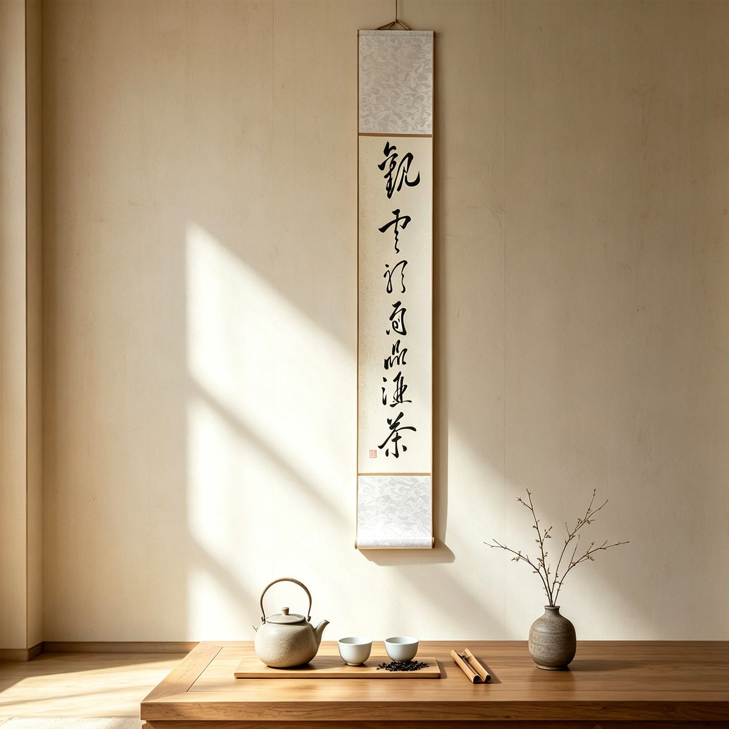 荣庆手写真迹新中式入户玄关装饰画禅意字画书房挂画竖版茶室壁画