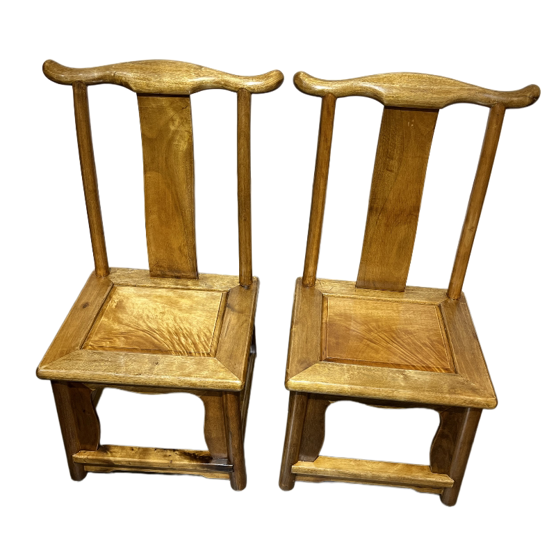 四川小叶桢楠金丝楠木中式实木小靠背椅 独板水波纹小灯挂椅