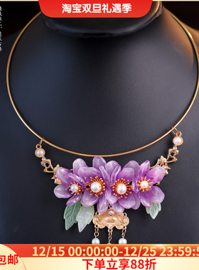 古风花朵琉璃手工项圈