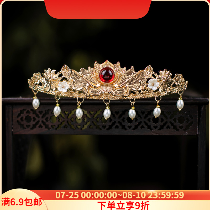 发冠莲花古风合金发冠古风