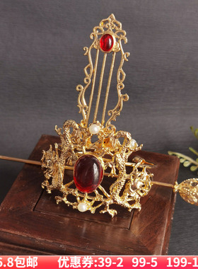 古风汉服头饰组合发冠发簪一套白鹤百搭发钗古装超气质配饰品