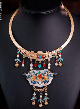 古风合金仿岫玉项圈璎珞