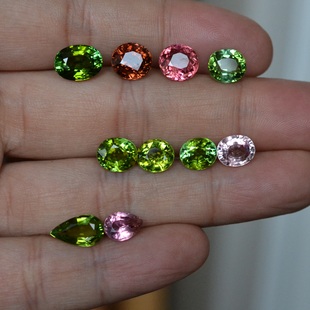 天然鲜艳色碧玺裸石苹果绿樱花粉净度好爆闪满火彩直播放漏价 包邮