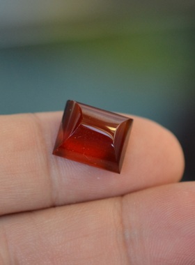 天然橘红色男士素面石榴石裸石长方形戒面9.78克拉晶莹剔透包邮