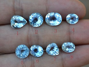 纯天然大颗粒海蓝宝裸石彩宝戒面净度好天空蓝公主方包邮送证书