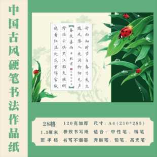 中国春日硬笔书法作品纸A4田字格国风传统24节气专用纸国展-40格