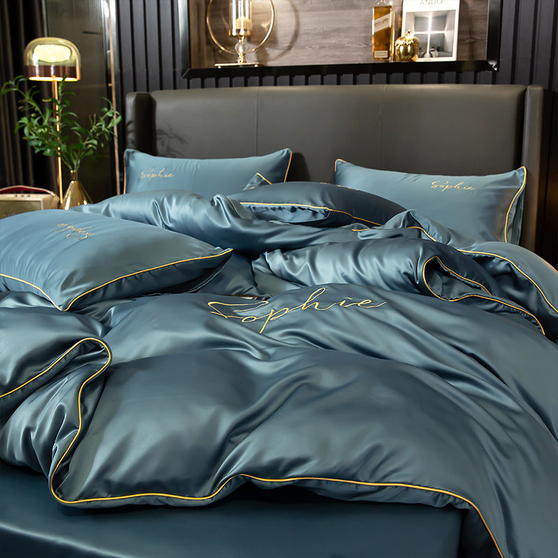 summer Borneol Bedclothes Four piece suit Naked washing Silk Satin Tencel European style sheet Silk sliding summerin the Bedclothes , Bedding Sets/Family of four/Multiple sets of  category - from Buy2taobao.com to provide professional Taobao agent buy service