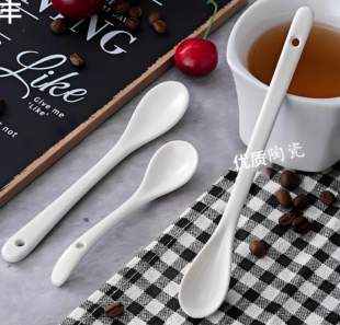 小陶瓷勺纯白婴儿用勺辣椒酱料勺咖啡搅拌调羹勺子酸奶匙餐具调味