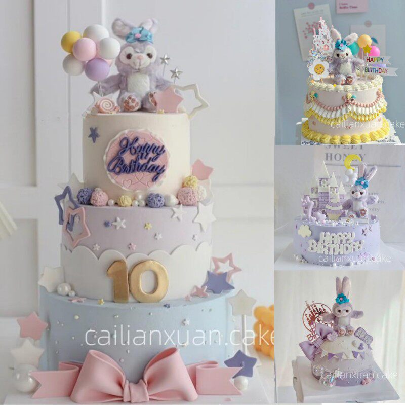 新款星黛露动物奶油水果小女孩 10岁宝宝周岁满月百日宴生日蛋糕