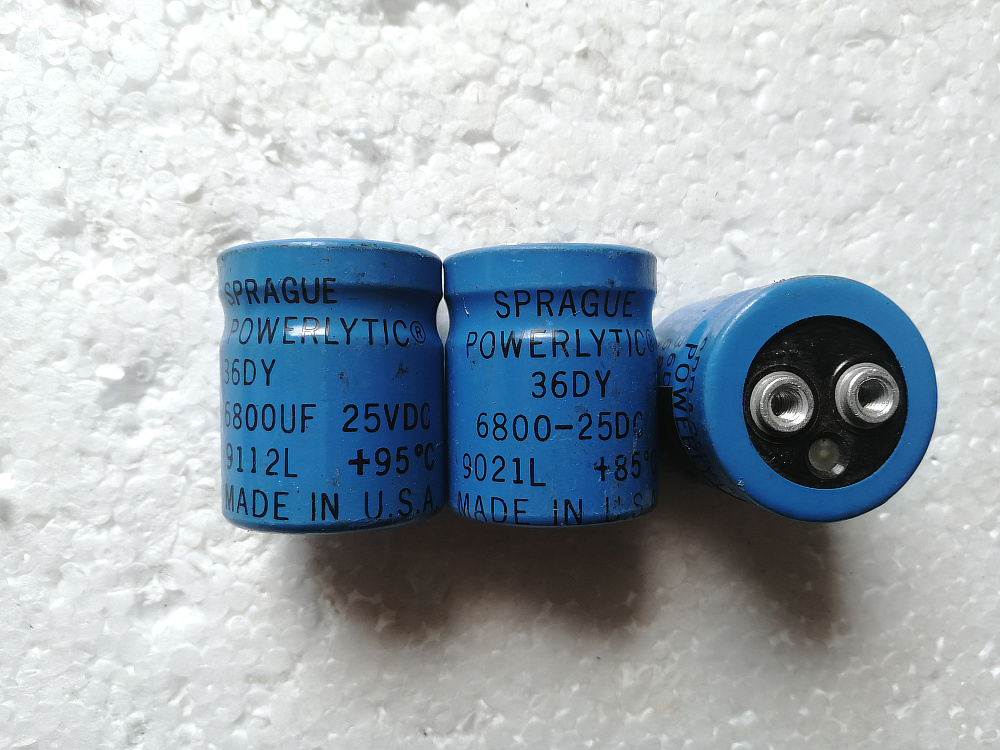 拆机 美国思碧 SPRAGUE 36DY系列 25V 6800UF  螺丝脚电容