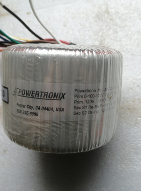 美国POWERTRONIX进口环形变压器 240W 输入240V 输出双16单120V