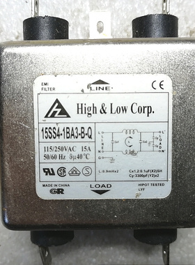 15A 拆机台湾High&Low力征 电源滤波器 15SS4-1BA3-B-Q  250V 15A