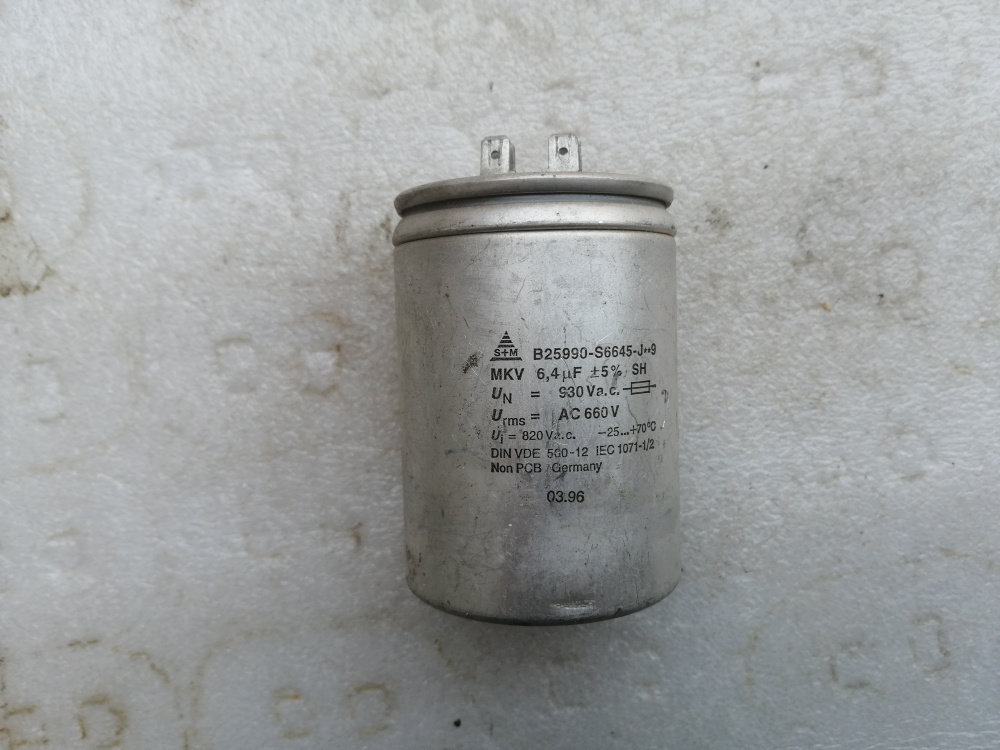 拆机德国西门子 S+M 930v 6.4uf 高压油浸无极电容