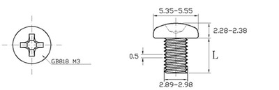 M3*6 不锈钢304 GB/T818-2000 十字槽 半圆头 盘头 机 螺钉 螺丝