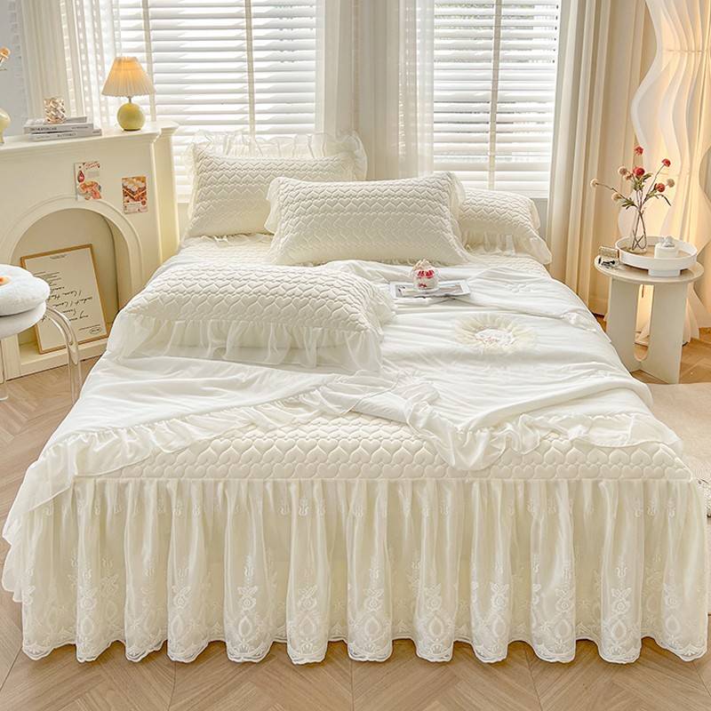 乳夏冰洗季凉夏感丝胶凉被套四件可公主风花席边夏丝被水空调4644