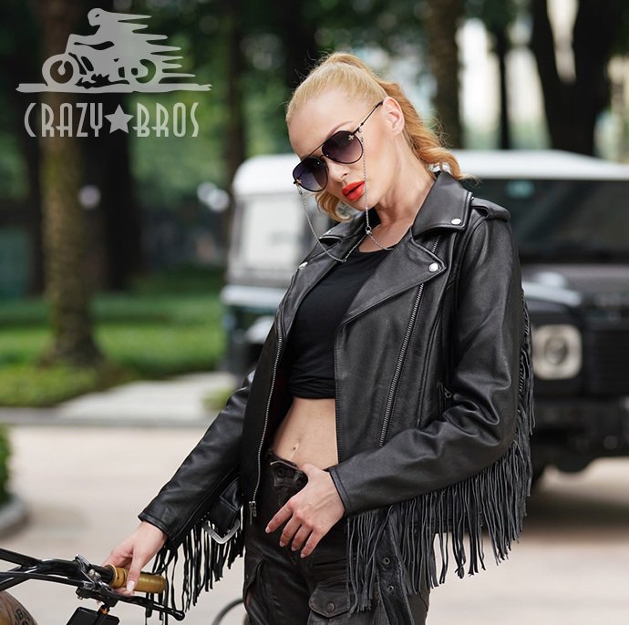 crazybros复古骑行服女摩托车机车皮衣秋冬四季防摔女真皮胎牛皮