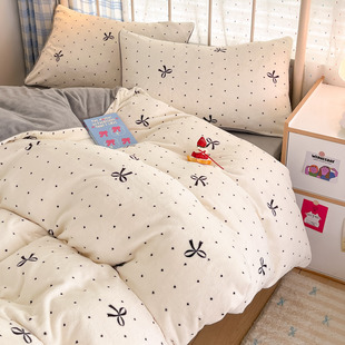 牛奶绒四件套珊瑚绒加绒被套毛绒冬季被罩床单学生宿舍床上三件套