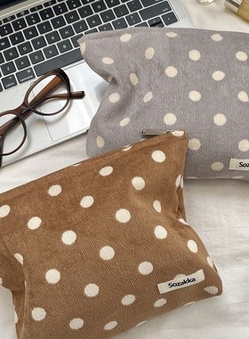 有趣琳 51142 复古小波点休闲收纳整理袋化妆包女外出洗漱包