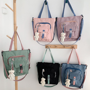 有趣琳 斜挎包女大容量学生补习包包撞色单肩一件代发轻便
