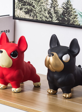 有趣琳 法斗犬存钱罐可爱陶瓷北欧客厅书房摆件