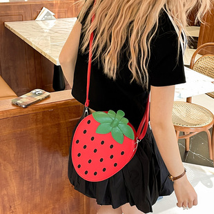 有趣琳 单肩包女水果草莓卡通可爱儿童斜挎包包