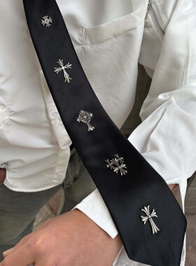 有趣琳 朋克十字架领带男女高级感衬衫饰