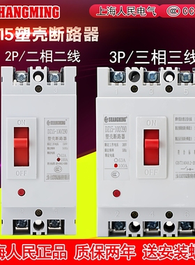 上海人民空气开关二相电断路器三相电开关空开开关2P3P家用保护器