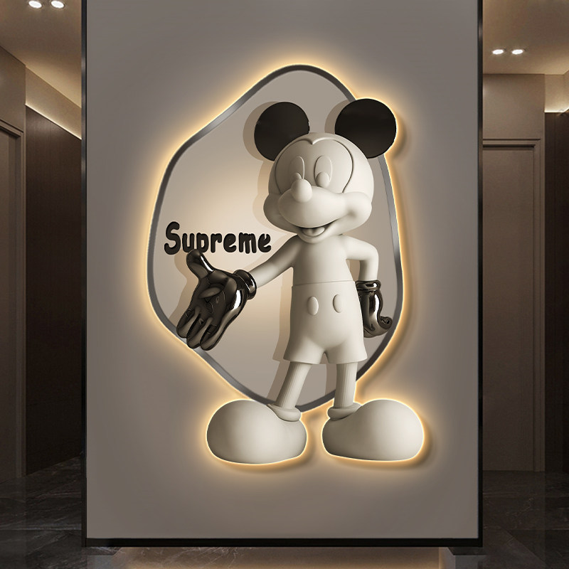 时尚米奇灯画玄关装饰画现代轻奢高级感米老鼠潮流走廊过道挂画