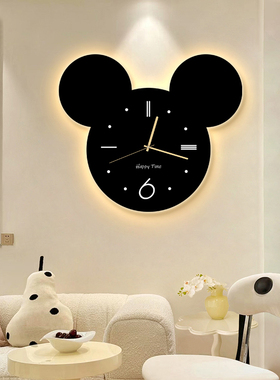 米奇时钟表挂钟客厅挂画2025新款装饰画表挂墙餐厅高级感创意壁灯