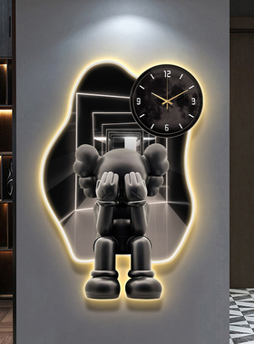 创意时钟表挂钟客厅玄关装饰画表挂墙2025新款轻奢挂画高档壁画灯