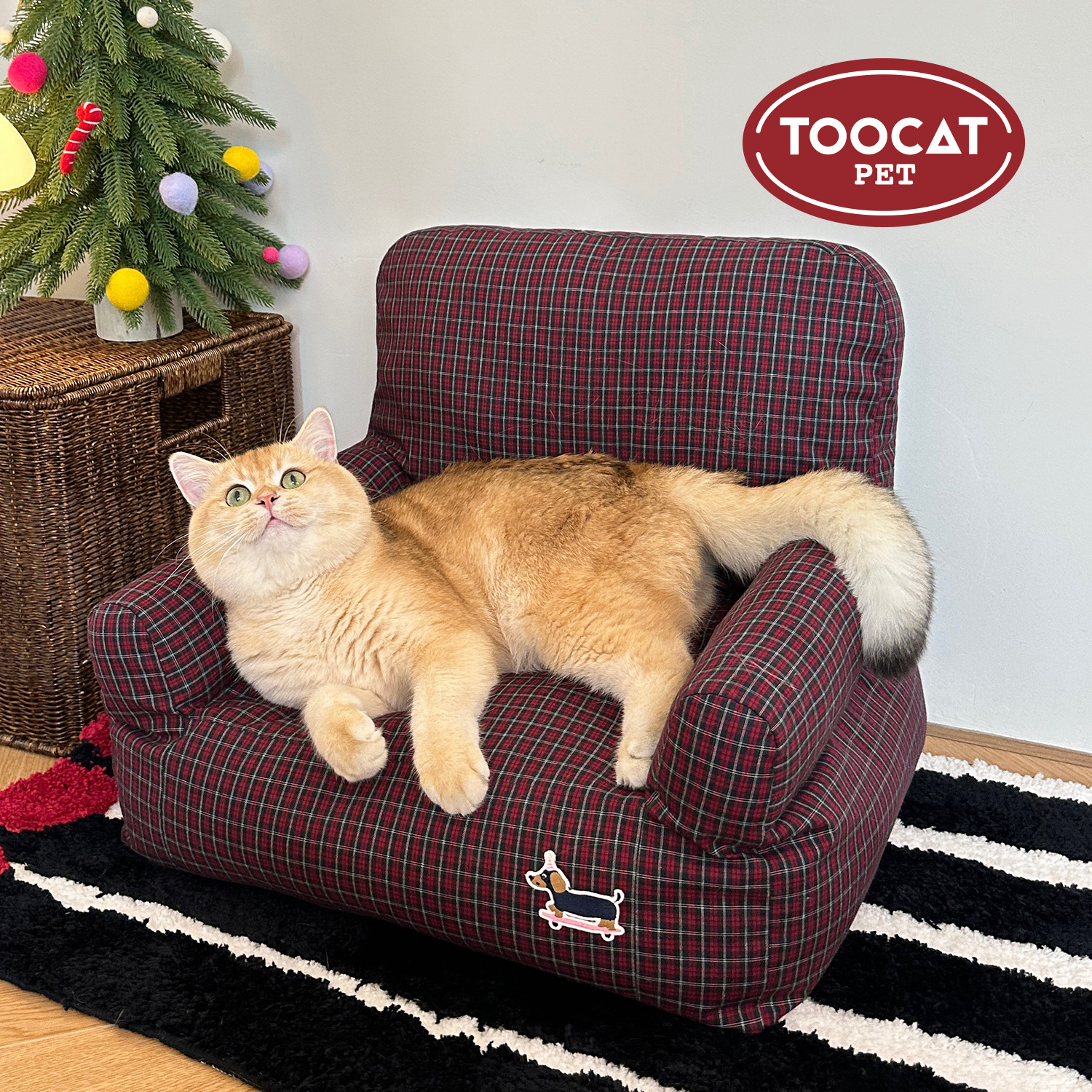 TOOCAT宠物格子沙发圣诞狗窝猫窝猫床垫子全套可拆洗棉感宠物窝